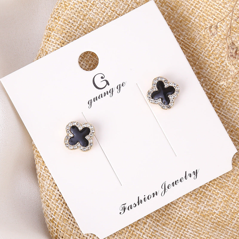 Women's Korean Imitation Sier Glaze Flowers Graceful Earrings