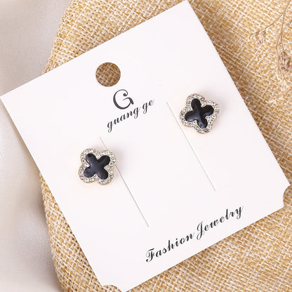 Women's Korean Imitation Sier Glaze Flowers Graceful Earrings
