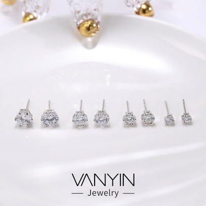 Sterling Sier Korean Style Refined Rhinestone Earrings