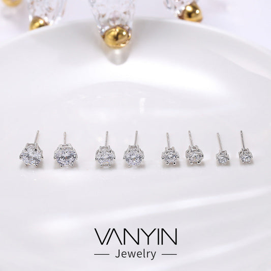 Sterling Sier Korean Style Refined Rhinestone Earrings
