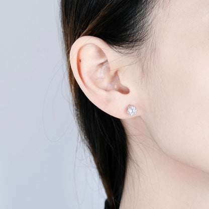 Sterling Sier Korean Style Refined Rhinestone Earrings