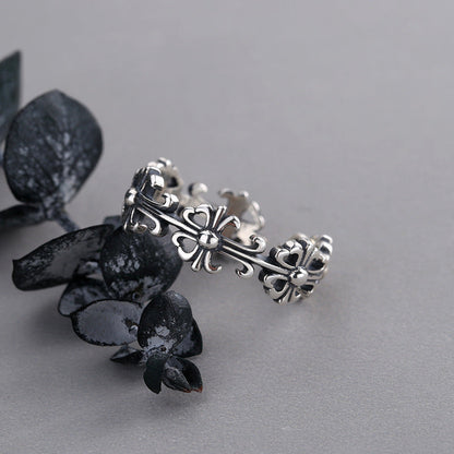 Sterling Sier Marcasite Retro Elegant Flower Rings