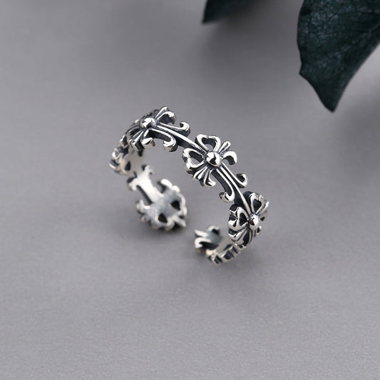 Sterling Sier Marcasite Retro Elegant Flower Rings