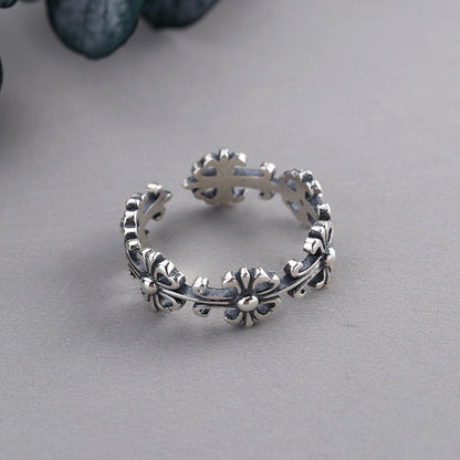 Sterling Sier Marcasite Retro Elegant Flower Rings