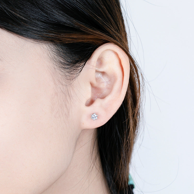 Sterling Sier Korean Style Refined Rhinestone Earrings