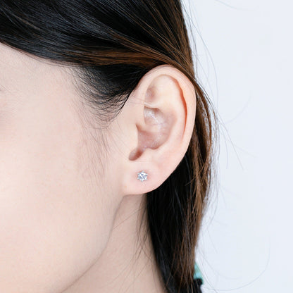 Sterling Sier Korean Style Refined Rhinestone Earrings