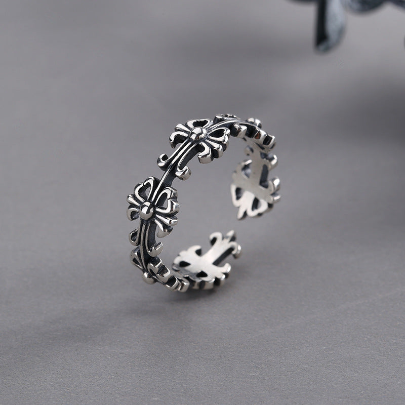 Sterling Sier Marcasite Retro Elegant Flower Rings