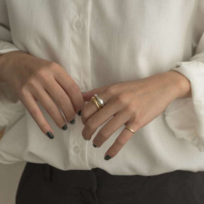 Women's Simple Gold And Sier Color Retro Rings