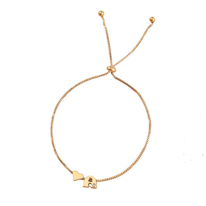Golden Box Chain Copper Bead Shrink Bracelets