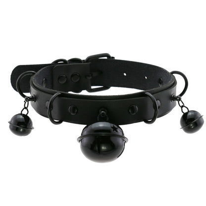 Leather Collar Personality Black Bell And Necklaces