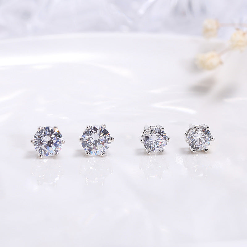 Sterling Sier Korean Style Refined Rhinestone Earrings