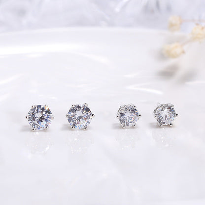 Sterling Sier Korean Style Refined Rhinestone Earrings