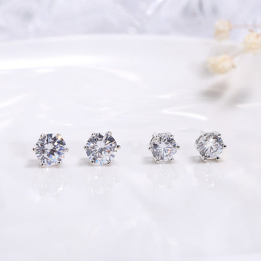 Sterling Sier Korean Style Refined Rhinestone Earrings