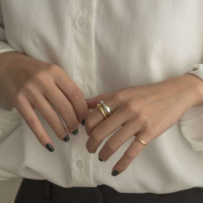 Women's Simple Gold And Sier Color Retro Rings