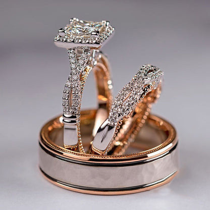 Women's Shi Three-piece Rose Gold Color Separation Shining Rings