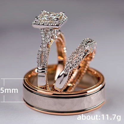 Women's Shi Three-piece Rose Gold Color Separation Shining Rings