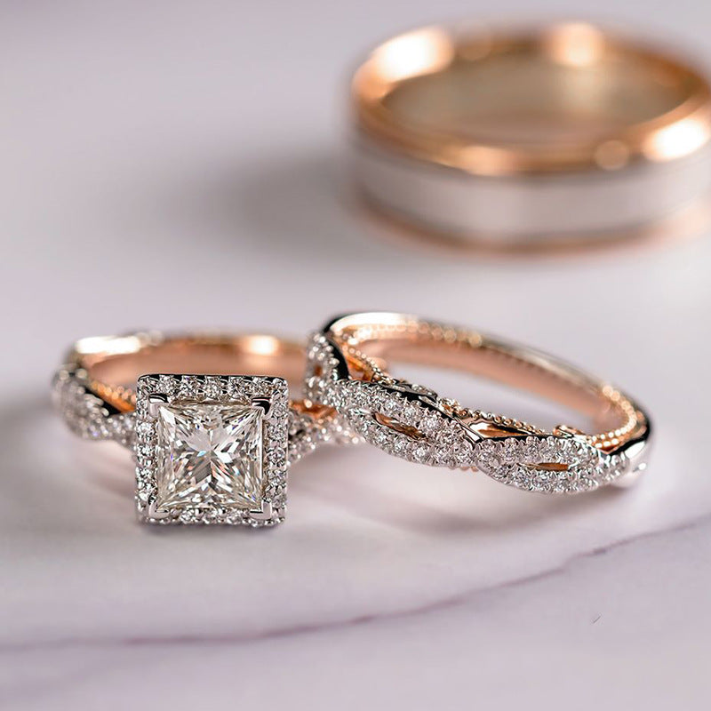 Women's Shi Three-piece Rose Gold Color Separation Shining Rings
