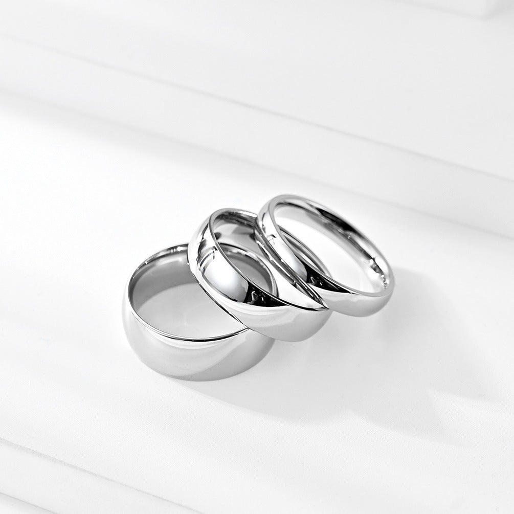 Women's & Men's And Outside Arc Simple Glossy Titanium Steel Mirror Bright Rings