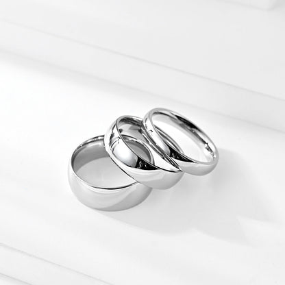 Women's & Men's And Outside Arc Simple Glossy Titanium Steel Mirror Bright Rings