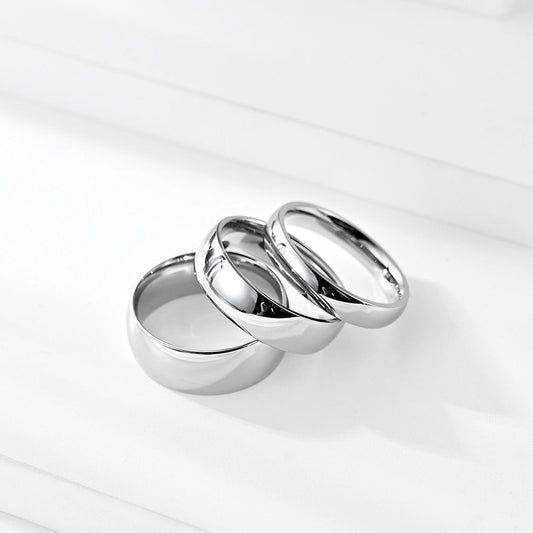 Women's & Men's And Outside Arc Simple Glossy Titanium Steel Mirror Bright Rings