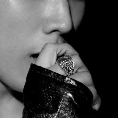 Women's & Men's & And Cross Crusader Shield Pair Retro Punk Knight Tide Rings