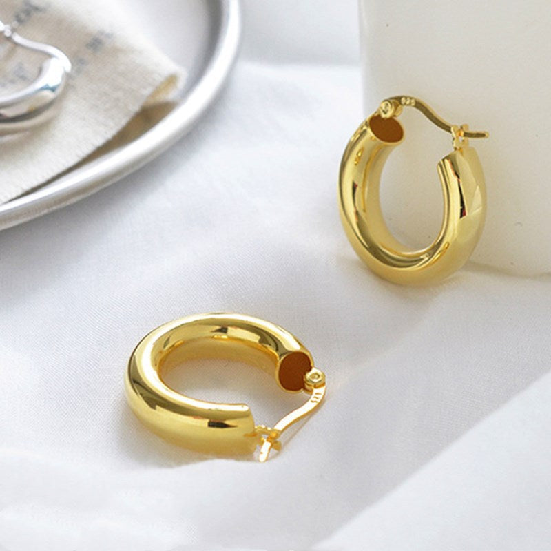 Women's Korean Style Geometric Semi-circle Glossy U-shaped Rings