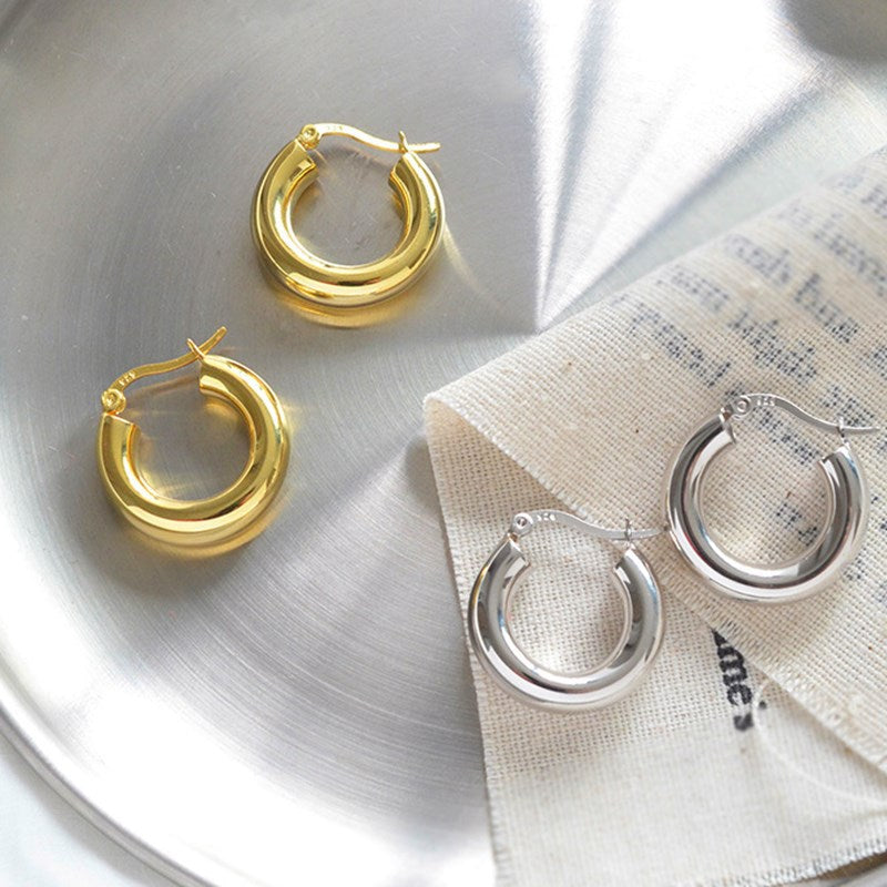 Women's Korean Style Geometric Semi-circle Glossy U-shaped Rings