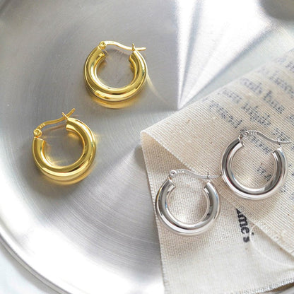 Women's Korean Style Geometric Semi-circle Glossy U-shaped Rings