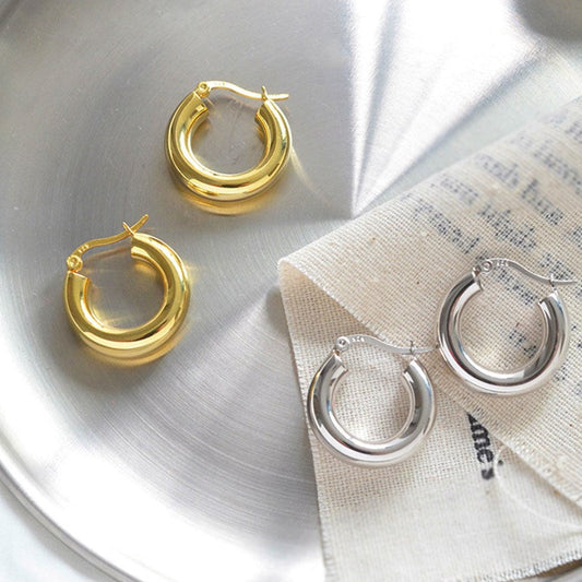 Women's Korean Style Geometric Semi-circle Glossy U-shaped Rings