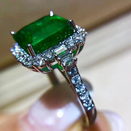 Square Artificial Emerald Tourmaline Open Female Rings