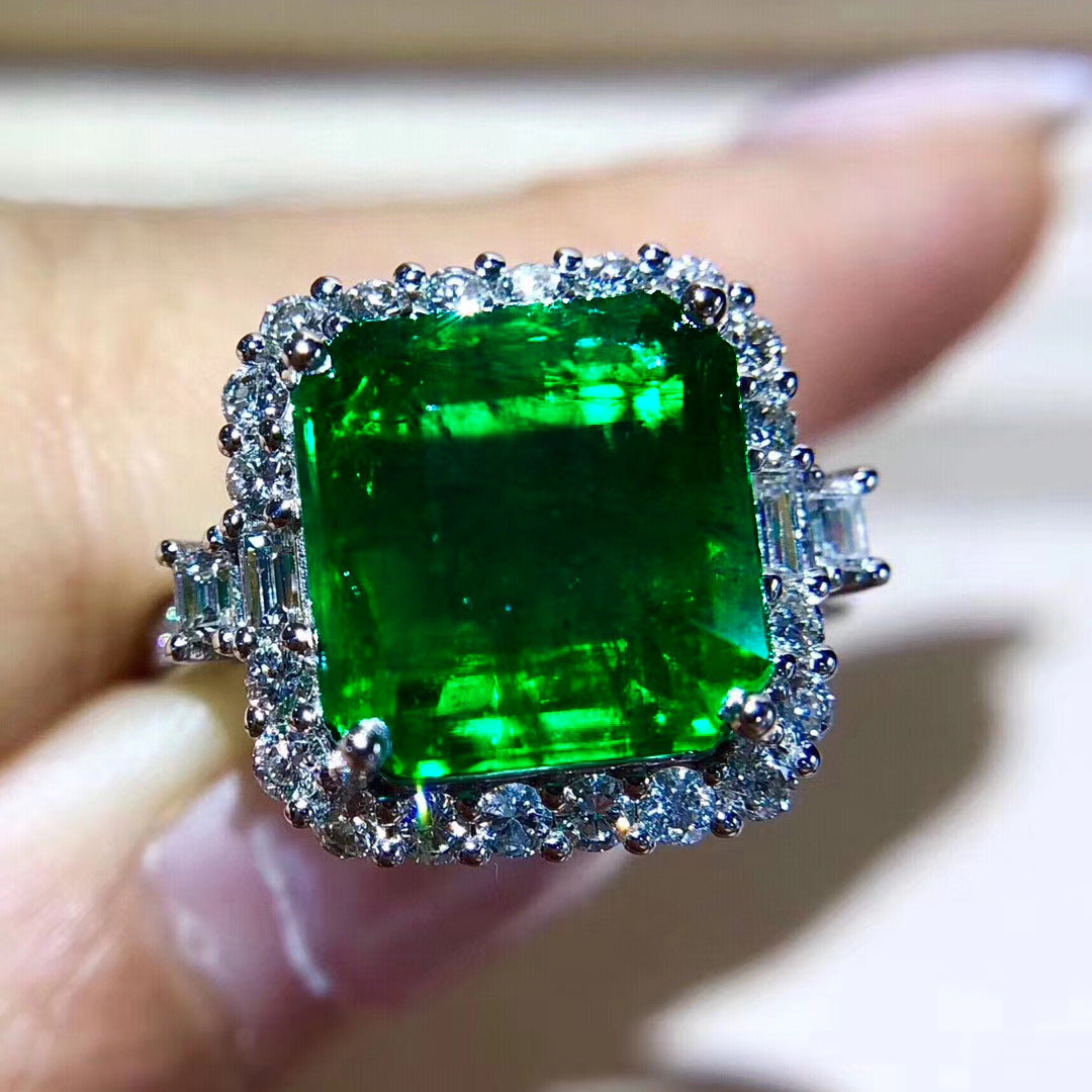 Square Artificial Emerald Tourmaline Open Female Rings