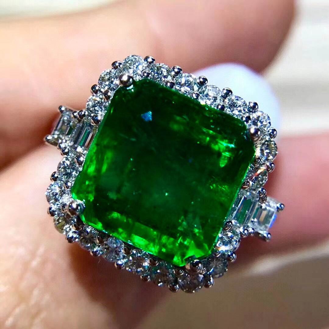 Square Artificial Emerald Tourmaline Open Female Rings