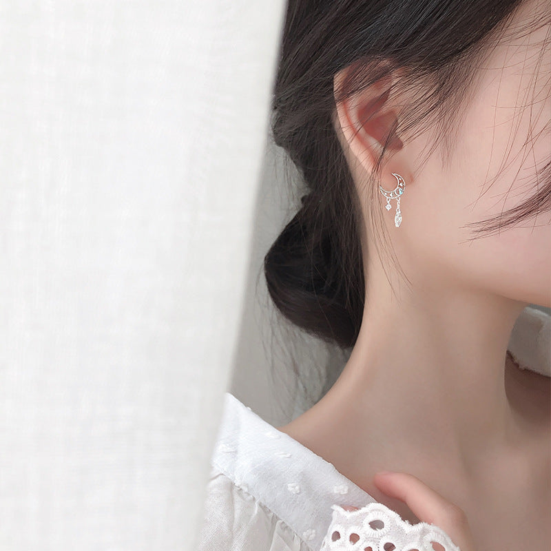 Moon Tassel Fresh Sweet And Simple Earrings