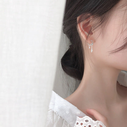 Moon Tassel Fresh Sweet And Simple Earrings