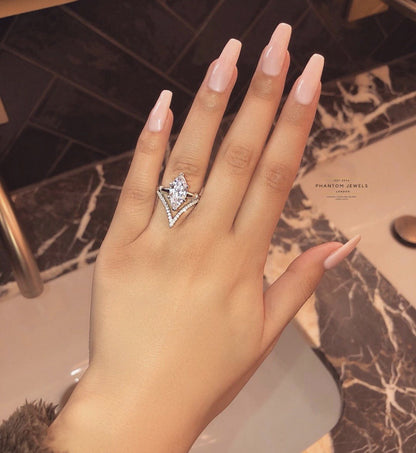 Wei Inlaid Zircon Egg-shaped Set Model Rings