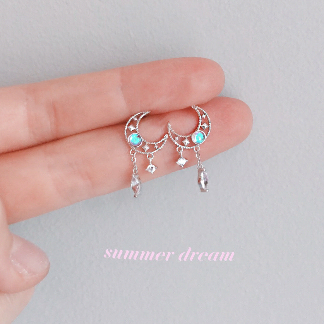 Moon Tassel Fresh Sweet And Simple Earrings