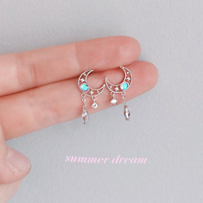 Moon Tassel Fresh Sweet And Simple Earrings