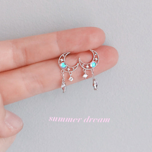 Moon Tassel Fresh Sweet And Simple Earrings