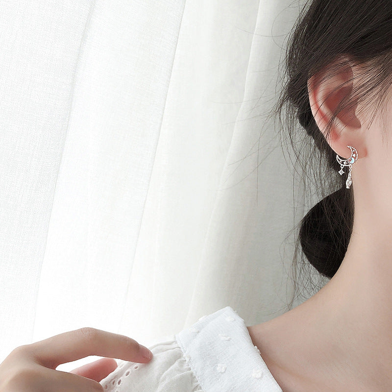 Moon Tassel Fresh Sweet And Simple Earrings