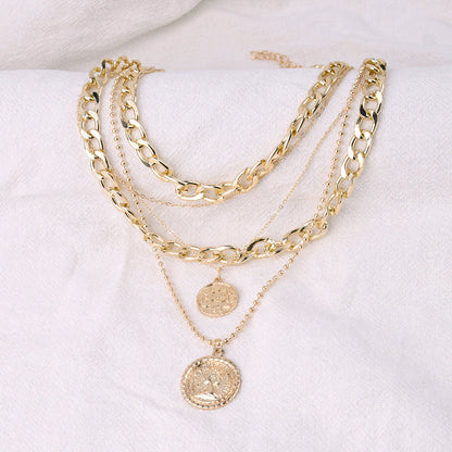 Women's Ornament Round Plate Pendant Fashion Trend Necklaces