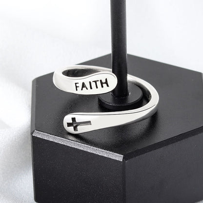 Personalized Simple Letter Retro Mori Style Hollow Cross Rings