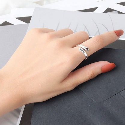 Personalized Simple Letter Retro Mori Style Hollow Cross Rings