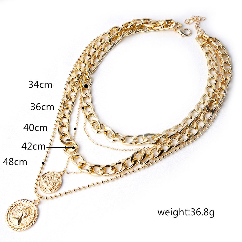 Women's Ornament Round Plate Pendant Fashion Trend Necklaces