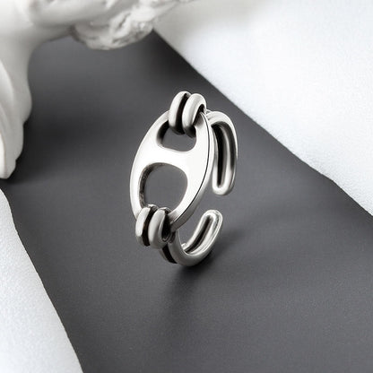 Sier Button Line Female Simple Personalized Handmade Rings