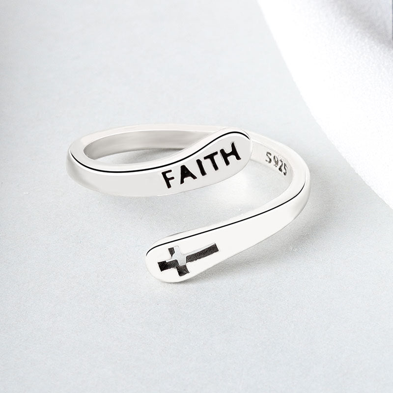 Personalized Simple Letter Retro Mori Style Hollow Cross Rings