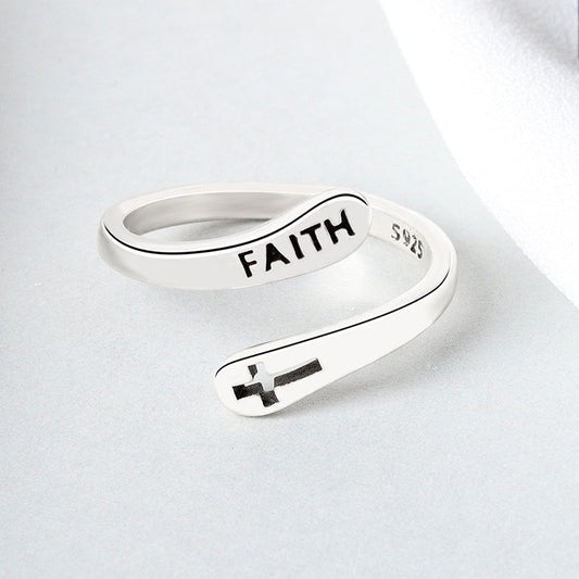 Personalized Simple Letter Retro Mori Style Hollow Cross Rings