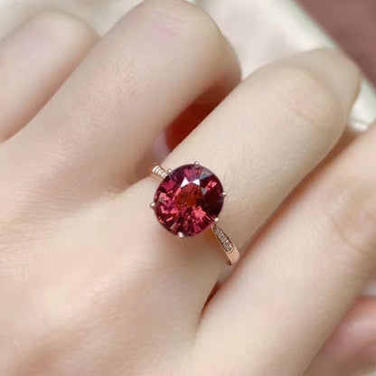 Luxurious Style Oval Artificial Red Tourmaline Rings