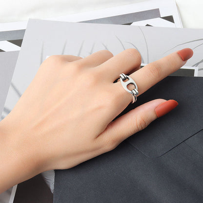 Sier Button Line Female Simple Personalized Handmade Rings