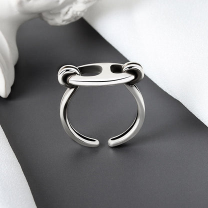 Sier Button Line Female Simple Personalized Handmade Rings