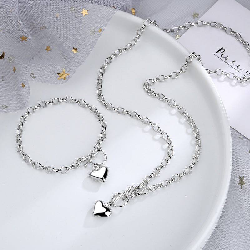 Women's Cold Style Peach Heart For Couple Long Sweater Chain Necklaces